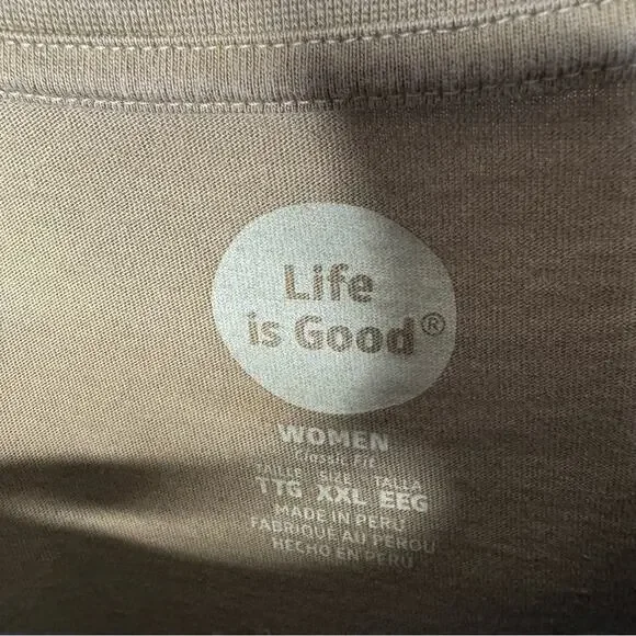 LIFE IS GOOD / olive green "Go Places" beach sandal short sleeve tee / XXL - Picture 4 of 7